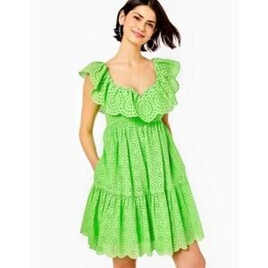 Lilly Pulitzer Asteria Eyelet Mini Dress Women's in Cabana Green Size 6